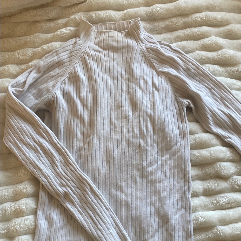 Ribbed Long Sleeve Top in Cream
